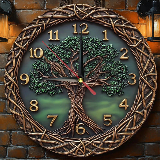 Celtic Tree of life Wooden Wall Clock for Pagan Home Decor