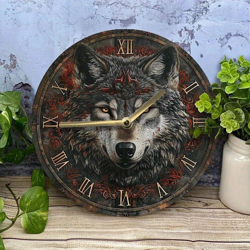 Gothic Wolf Wall Clock Mystic Wall Decor-MoonChildWorld