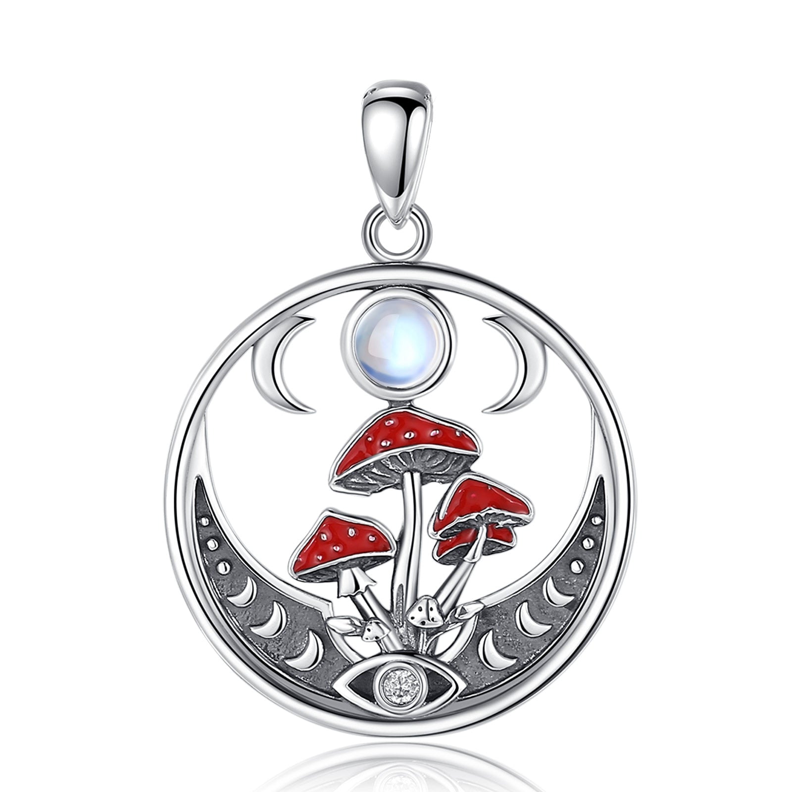 Mushroom Opal Triple Moon Necklace Witchy Jewelry-MoonChildWorld