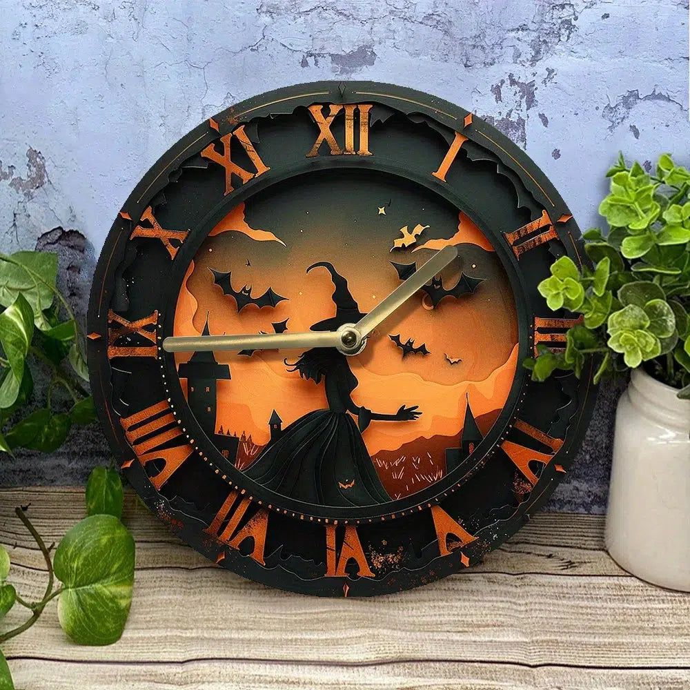 Halloween Witch Wall Clock Gothic Wall Clock-MoonChildWorld