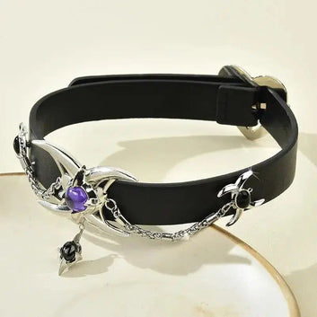 Black Purple Zirconia Witch Necklace Moon Choker Gothic Jewelry