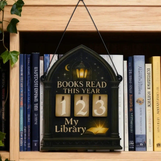 Magical Books Read Tracker Sign - Gothic Witchy Hanging Sign Library Decor with Number Boards for Book Lovers