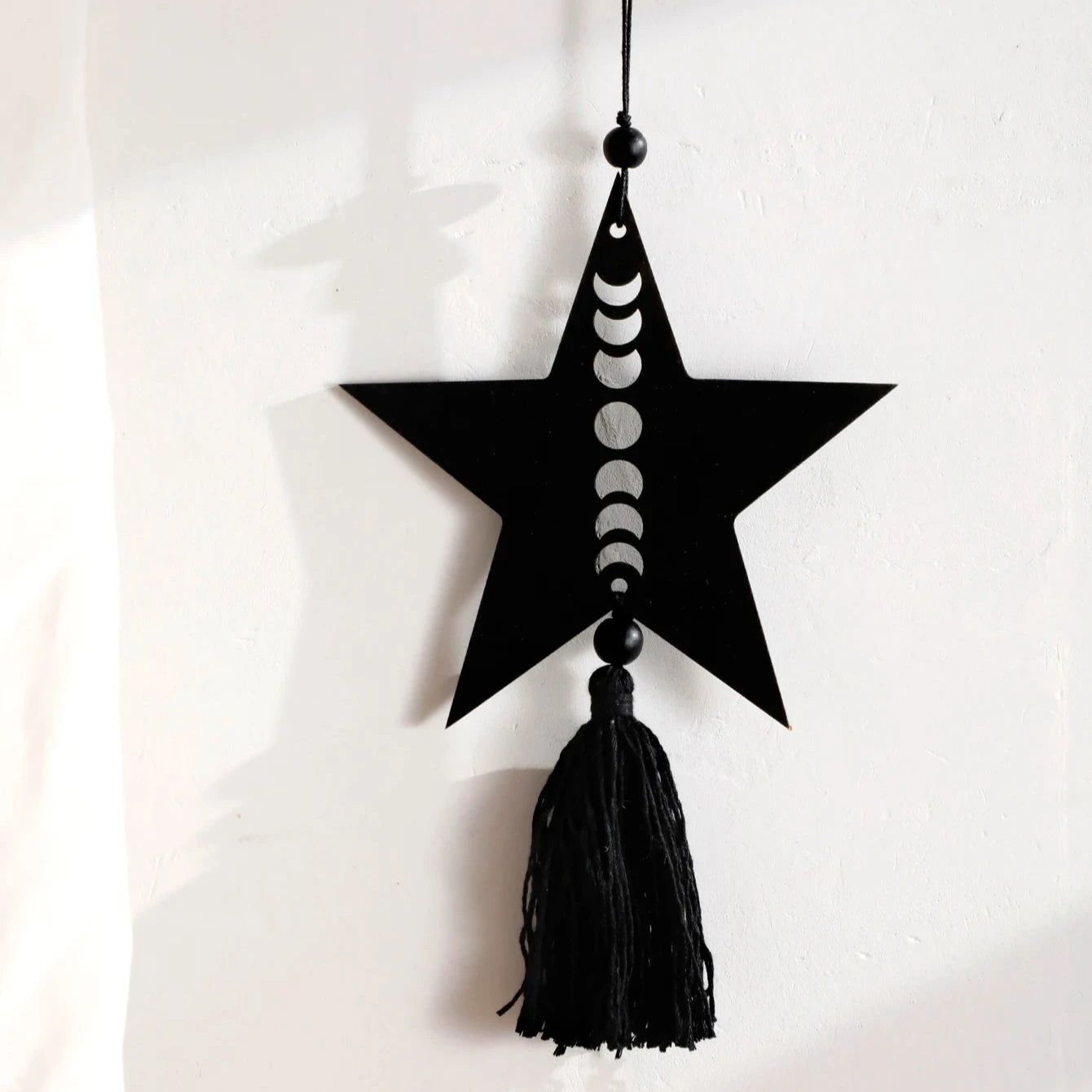 Wooden Star Moon Hanging Ornaments Moon Phases Wall Hanging-MoonChildWorld