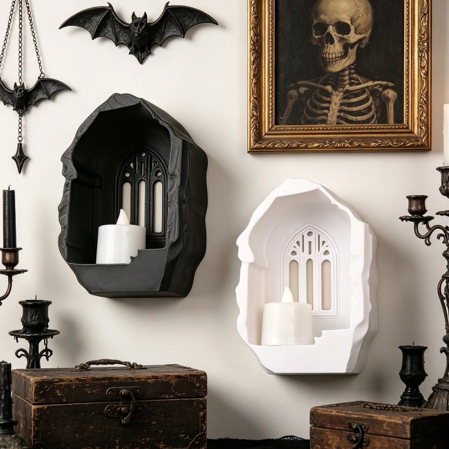 Church Arch Window Witchy Wall Decor Candle Holder For Gothic Dark Room