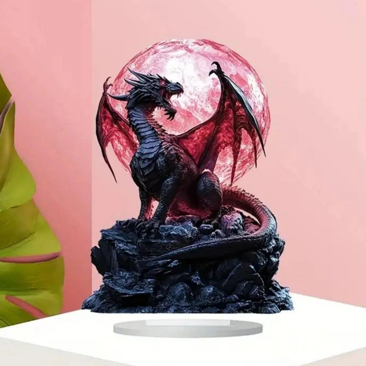 Crystal ball & Dragon 2D Flat Acrylic Figurine Dragon Table Ornament Dragon Desk Decor-MoonChildWorld