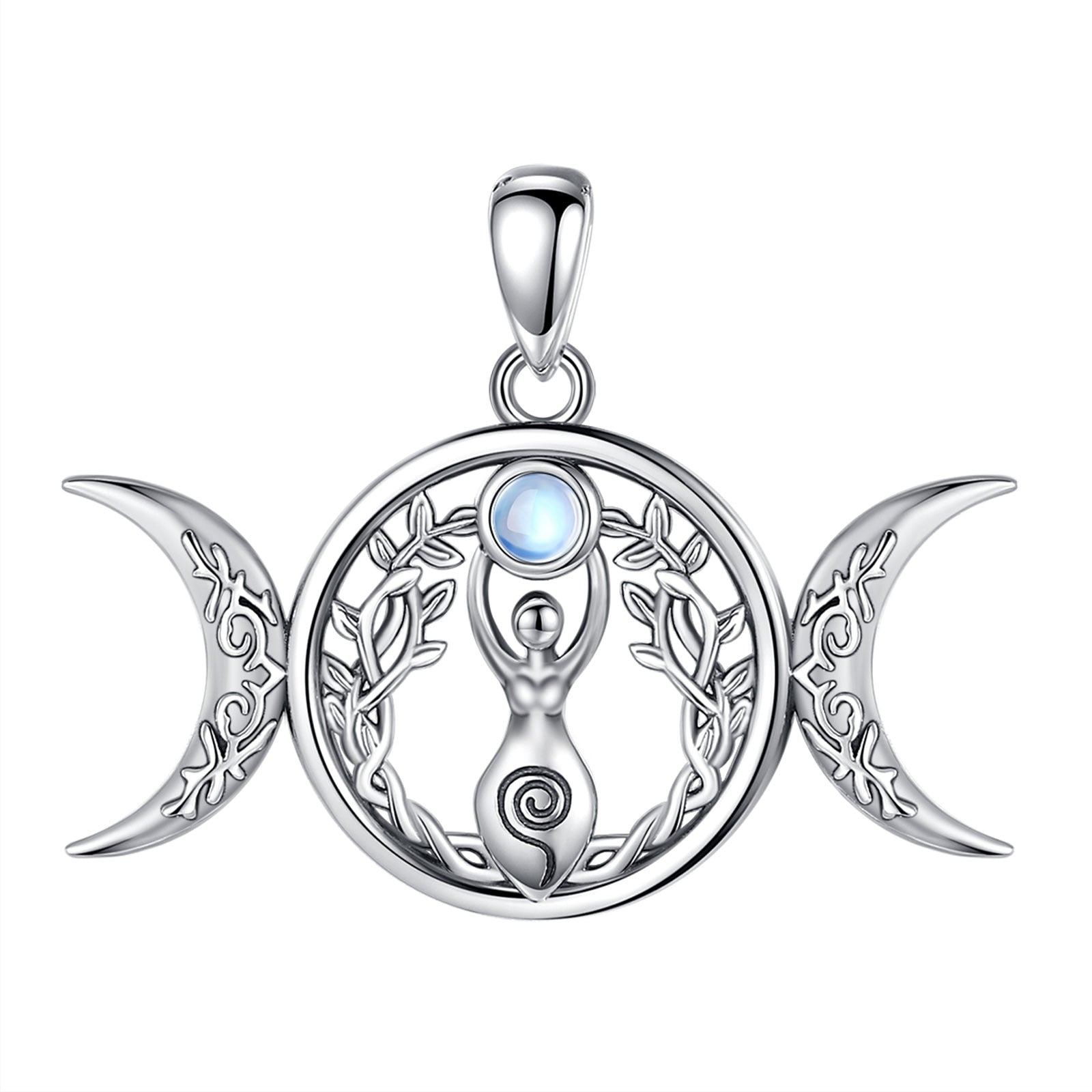 Triple Moon Goddess Necklace Pagan Jewelry-MoonChildWorld