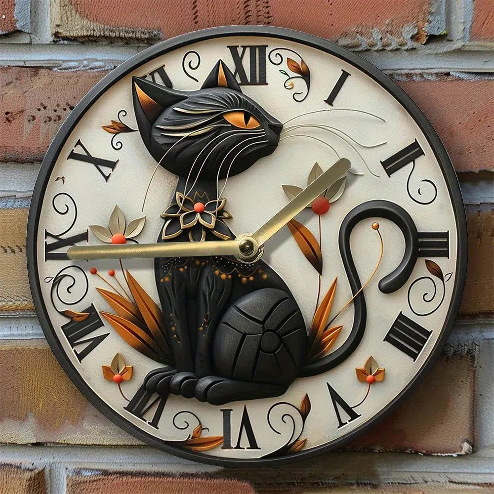 Black Cat Wall Clock-MoonChildWorld