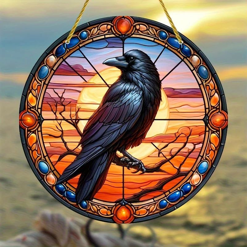 Dark Raven Gothic Suncatcher Crow Window Decor Whimsical Crow Decor Crow Suncatcher-MoonChildWorld