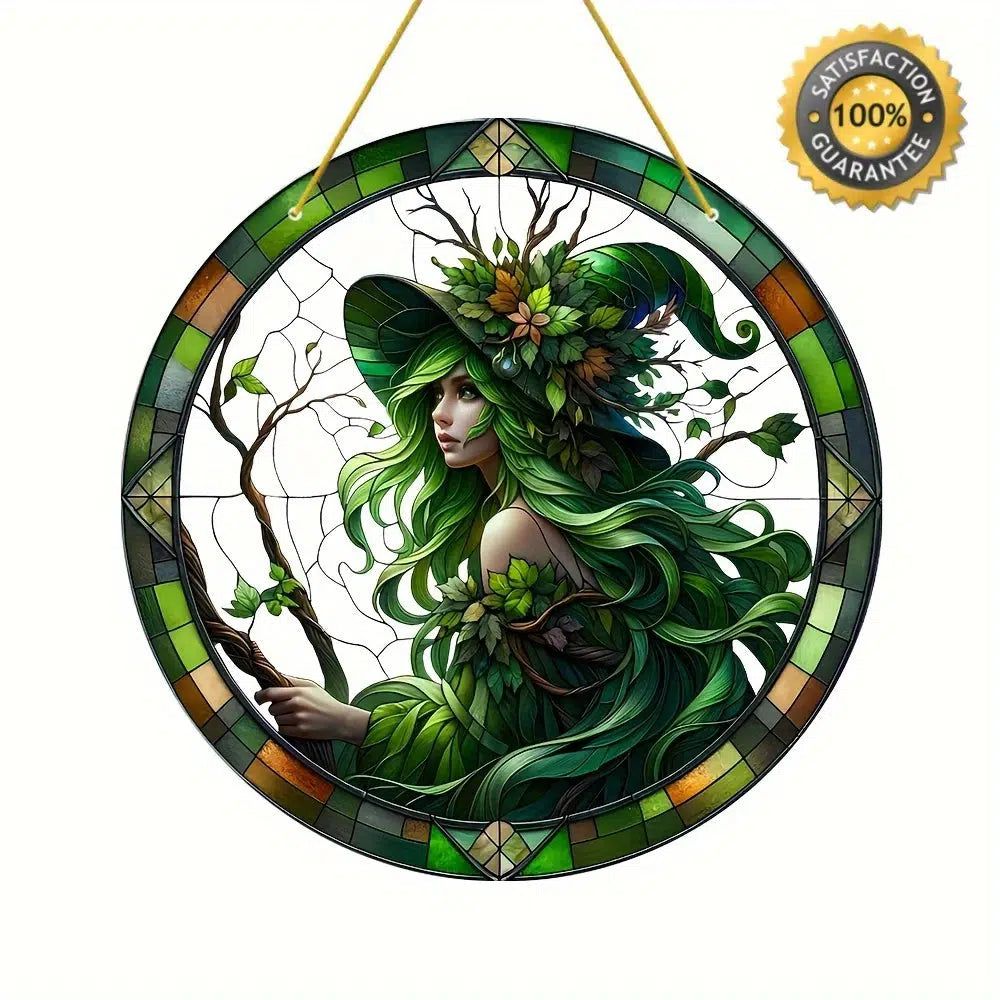 Green Witch Suncatcher Wicca Pagan Acrylic Sign-MoonChildWorld