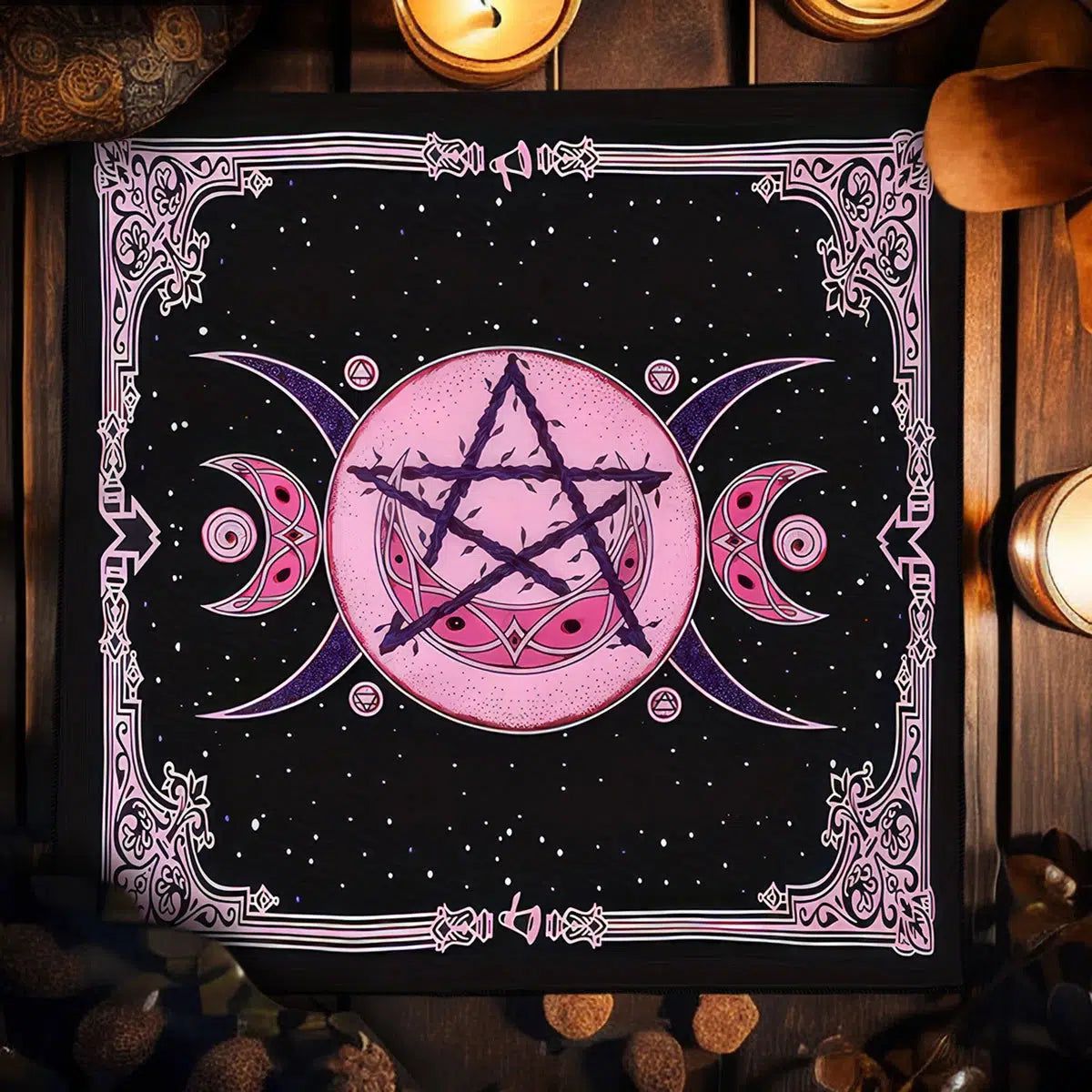 Mystical Triple Moon Wicca Altar Cloth Tarot Card Table Cloth Pagan Witchcraft Astrology Oracle Card Mat-MoonChildWorld