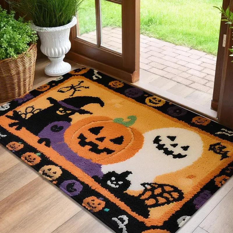 Spooky Halloween Doormat - Cute Ghost, Pumpkin and Black Cat Design Gothic Witch Home Decor-MoonChildWorld