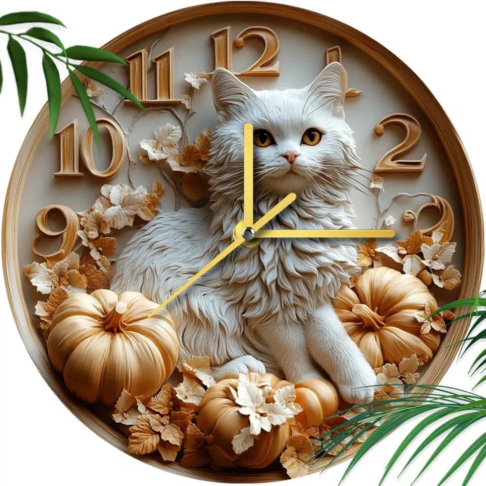 British Longhair Cat Wall Clock for Cat Lovers-MoonChildWorld