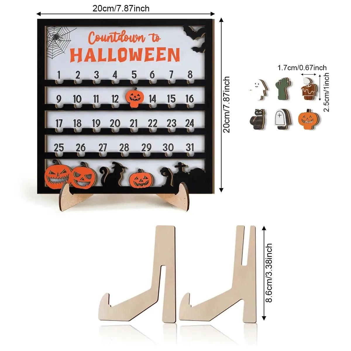 3D Halloween Countdown Wooden Ornament - Witch Decoration for Halloween Season-MoonChildWorld