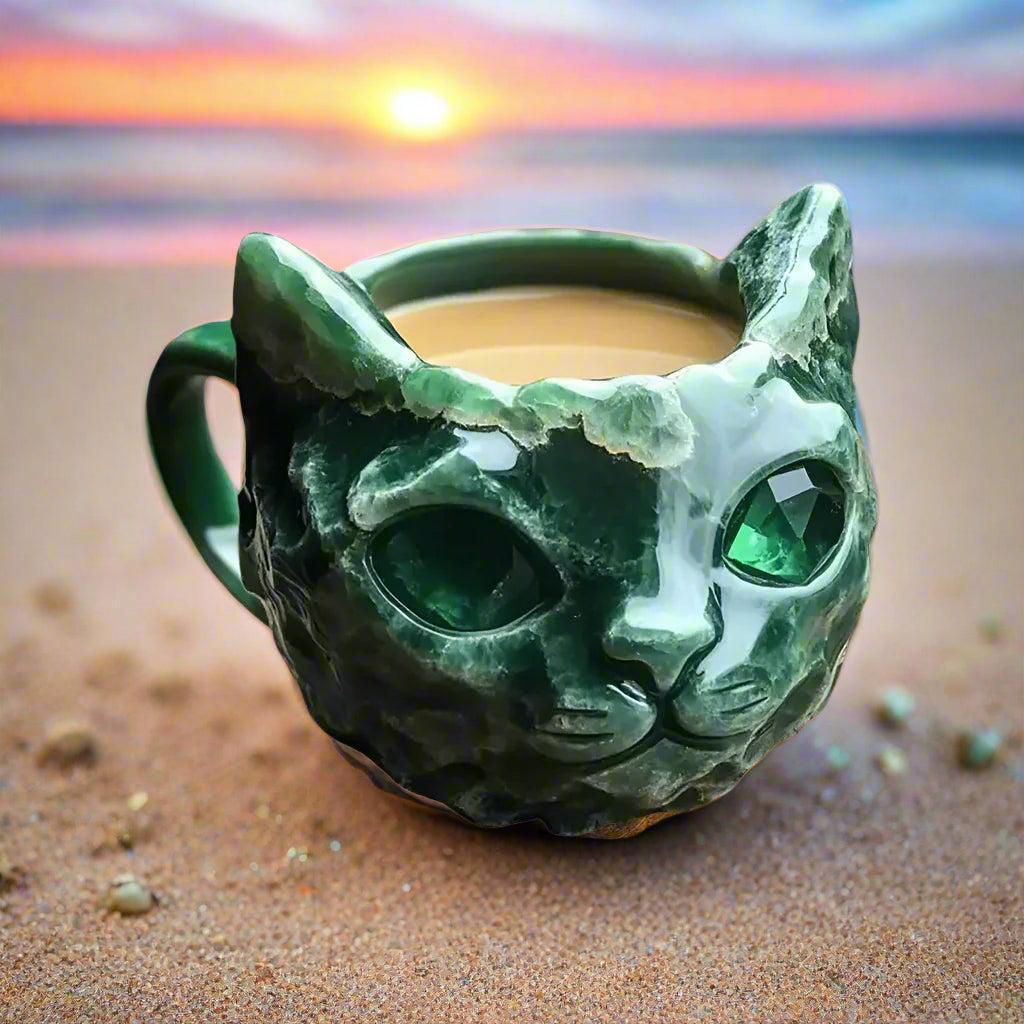 Mineral Crystal Resin Cat Coffee Cup - Creative Cat Lover Coffee Mug - Witchy Cat Mug-MoonChildWorld
