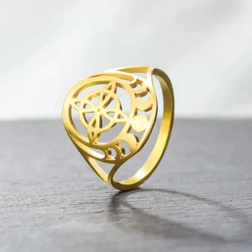 Witch Knot and Moon Phases Ring Witchcraft Celtics Knot Ring Wiccan Amulet Jewelry-MoonChildWorld