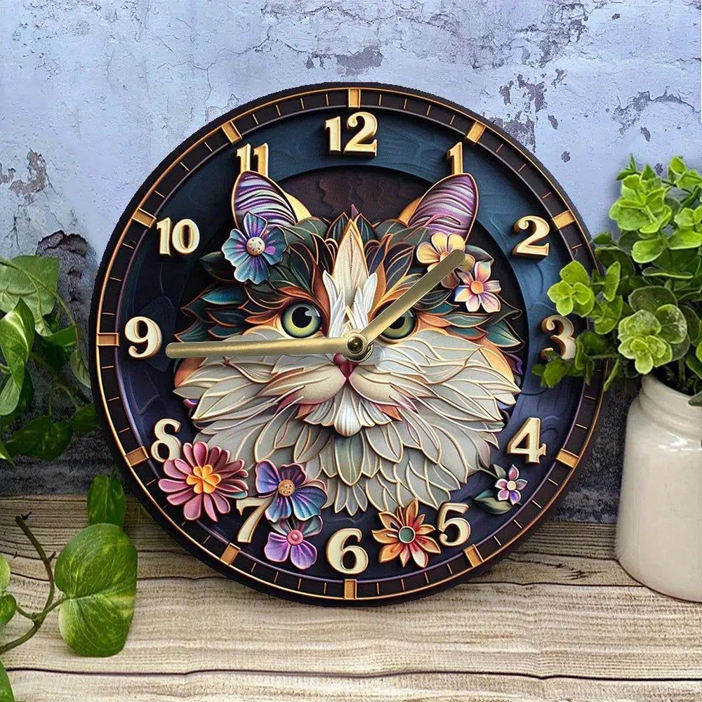 Persian Cat Wall Clock-MoonChildWorld