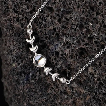 Moonstone Sterling Silver Moon Phase Necklace