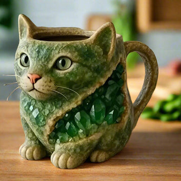 Mineral Crystal Resin Cat Coffee Cup - Creative Cat Lover Coffee Mug - Witchy Cat Mug