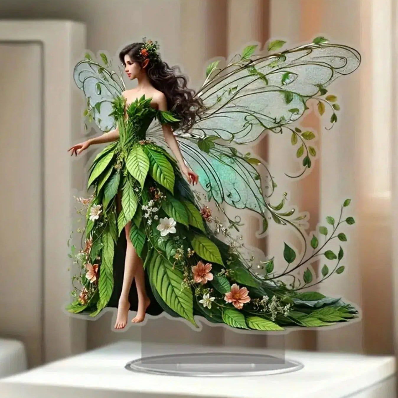 Fairy Elf 2D Flat Acrylic Table Ornament Green Elves Desk Ornament Pagan Home Decor-MoonChildWorld