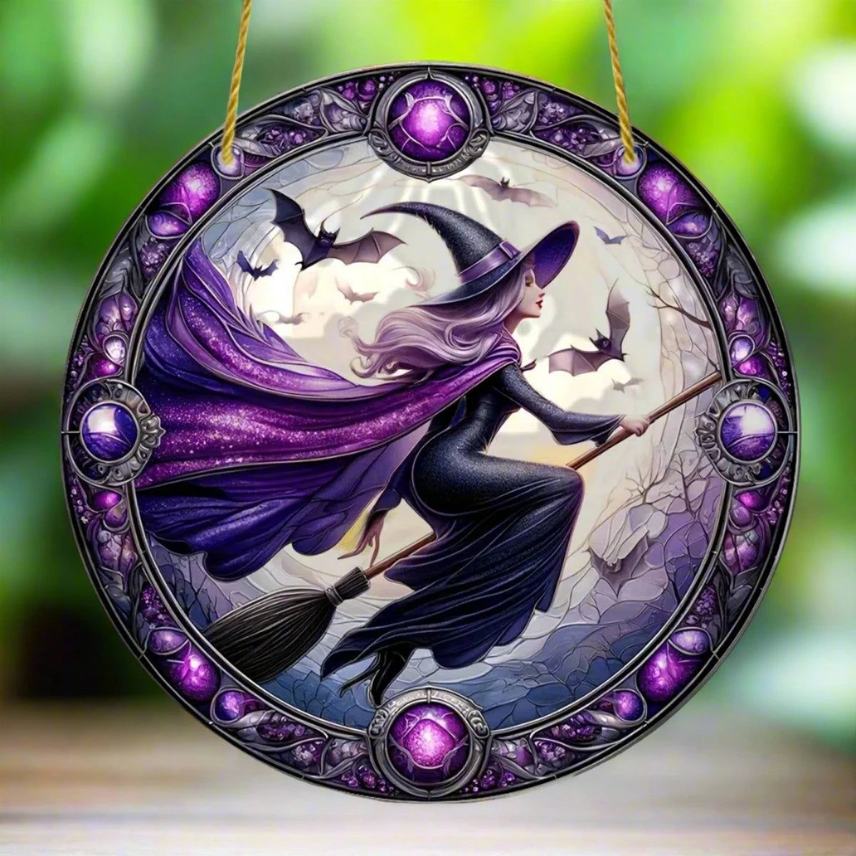 Halloween Witch Suncatcher Gorgeous Witch Acrylic Window Decor-MoonChildWorld