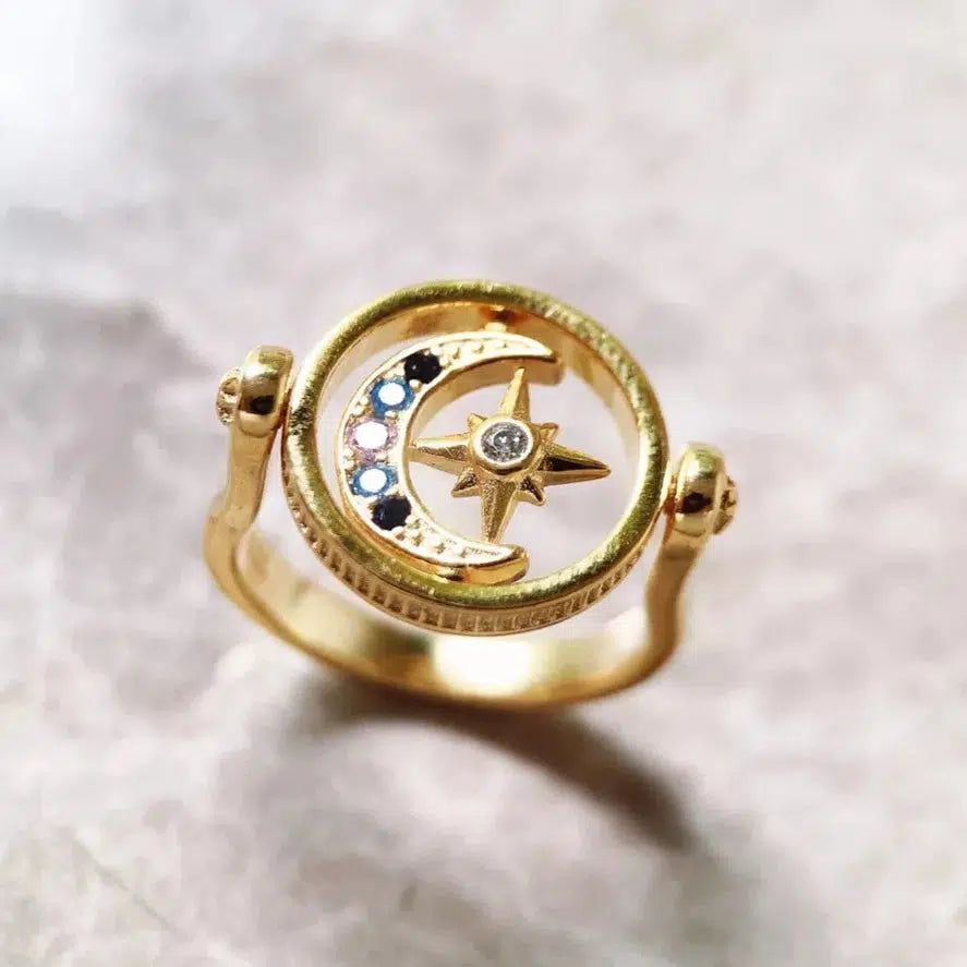 Star Moon Ring Spiritual Jewelry-MoonChildWorld
