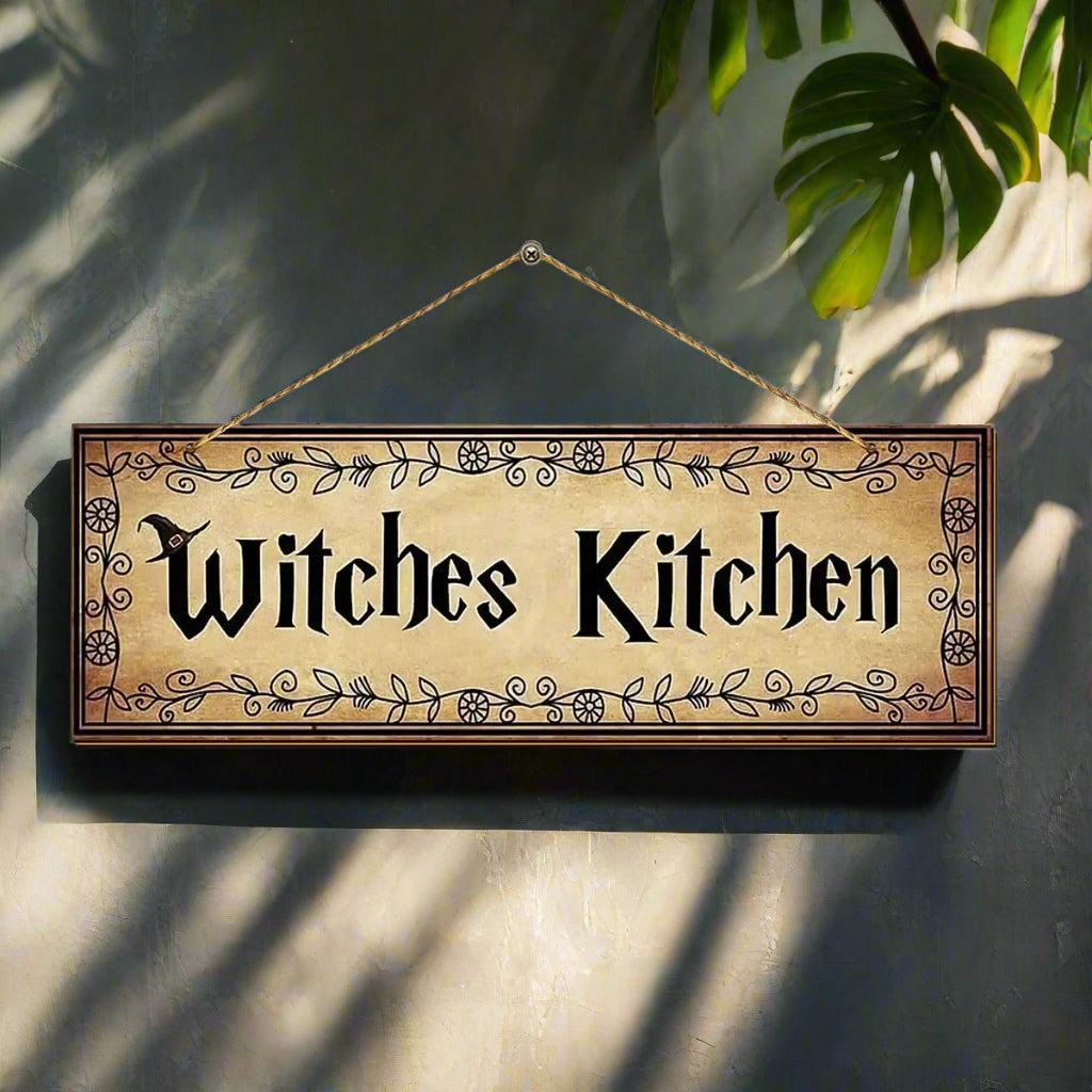 Halloween Hanging Decoration - Gothic Welcome Sign - Halloween Wooden Sign for Witches Kitchen Decor-MoonChildWorld