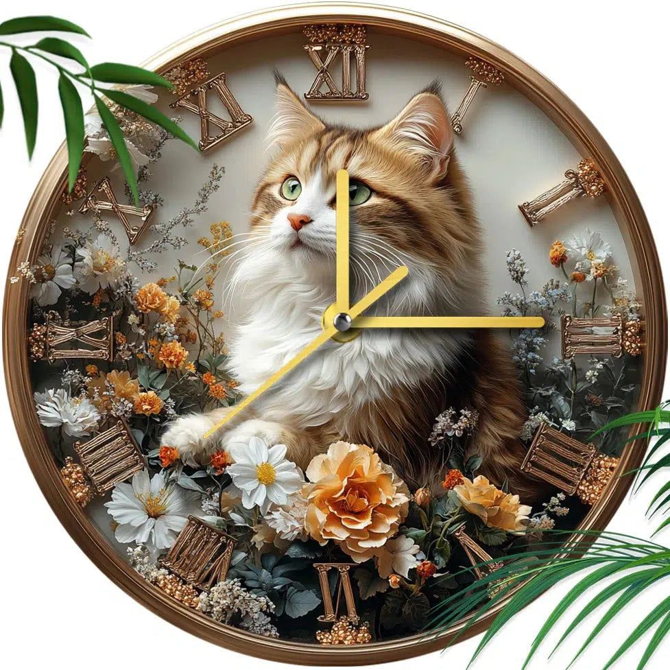 British Longhair Cat Wall Clock for Cat Lovers-MoonChildWorld