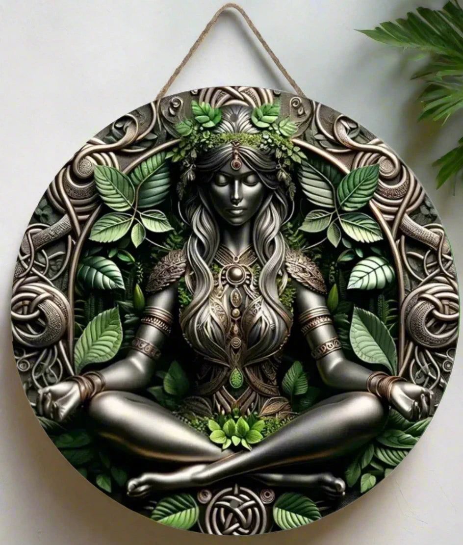 Gaia Goddess Earth Mother Wooden Sign Pagan Hanging Sign Wall Decor-MoonChildWorld