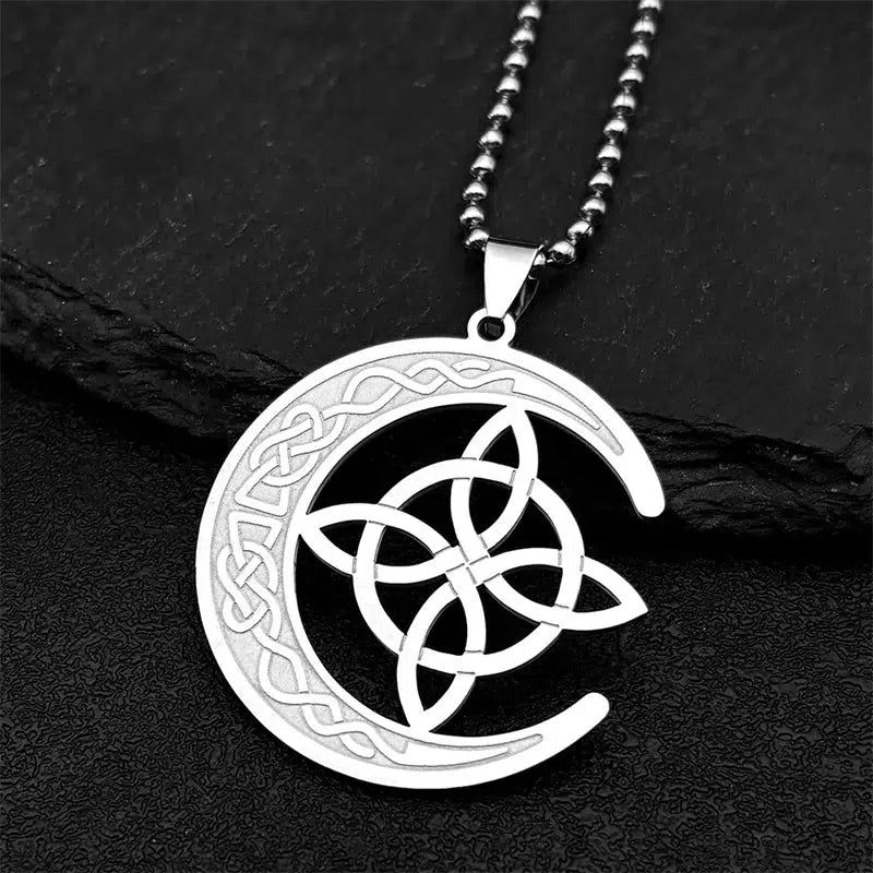 Crescent Moon Witch Knot Necklace Celtic Knot Jewelry-MoonChildWorld