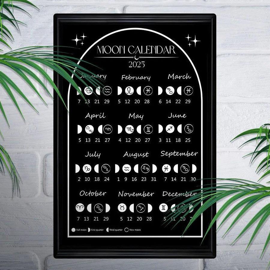 Witchy Metal Wall Art 2025 Wicca Moon Phases Calendar 2025 Lunar Moon Calendar-MoonChildWorld