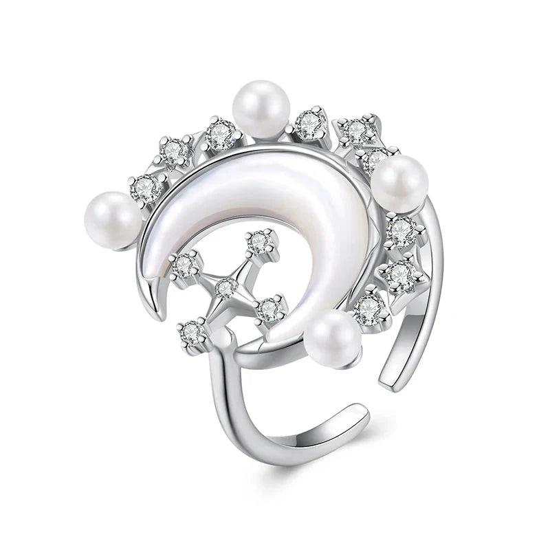 Crescent Moon Star Ring-MoonChildWorld