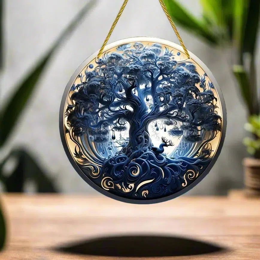 Tree Of Life Suncatcher Wicca Pagan Acrylic Round Sign-MoonChildWorld