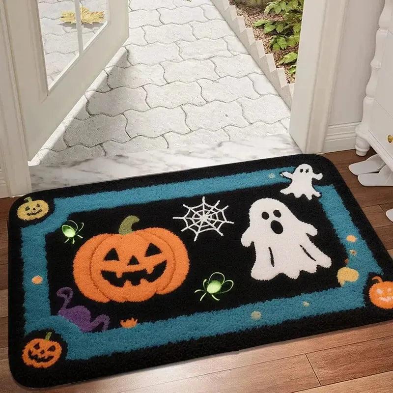 Gothic Halloween Doormat - Spooky Ghost, Cat & Bat Design - Witch Home Decor-MoonChildWorld