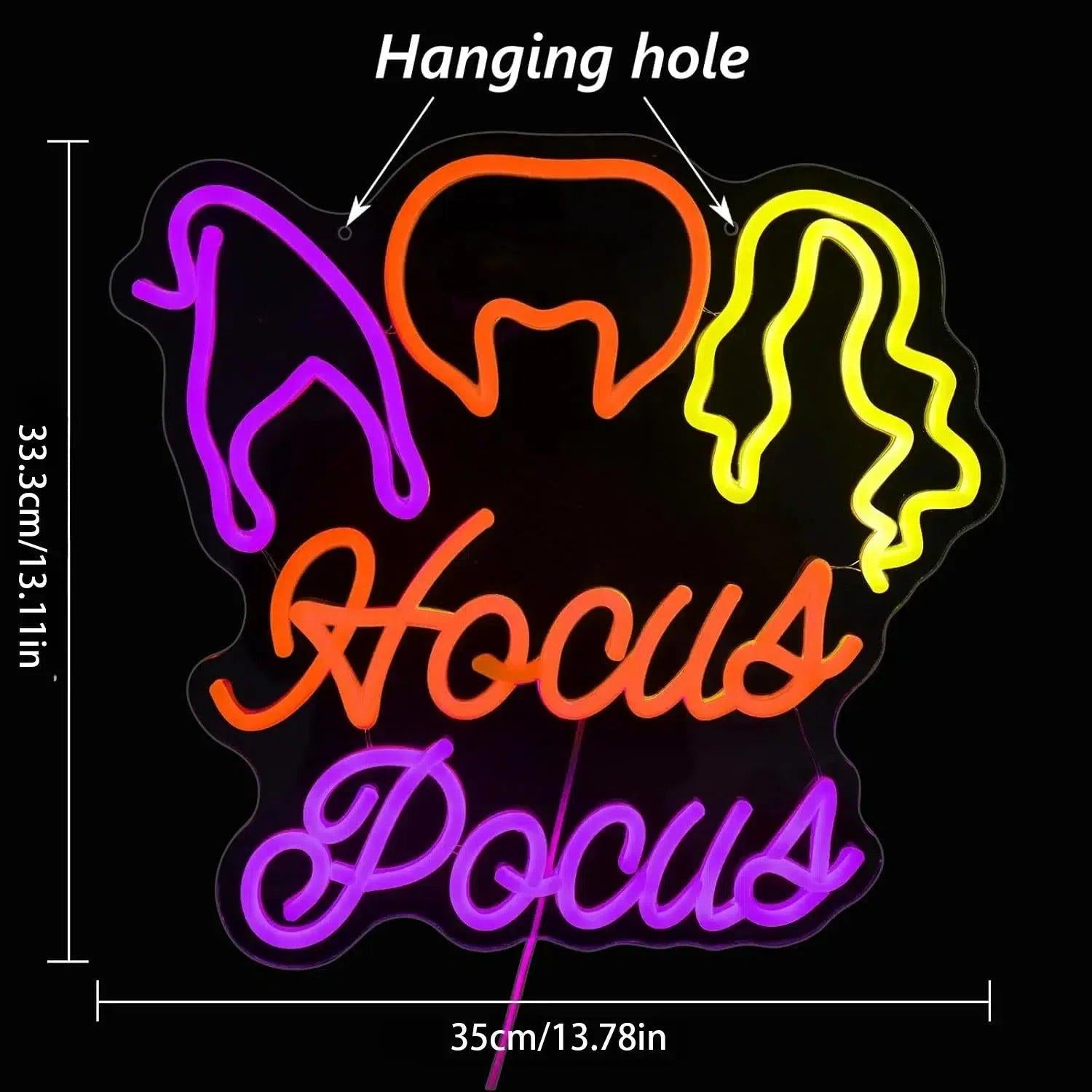 Hocus Pocus Neon Signs Witch Neon Lights for Halloween Wall Decor-MoonChildWorld