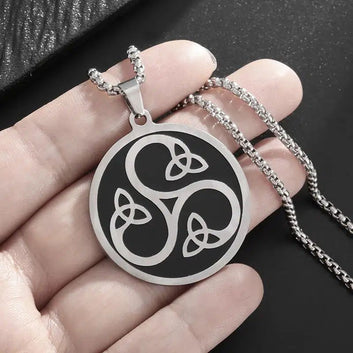 Spiral Celtic Triangle Knot Necklace Pagan Amulet Jewelry