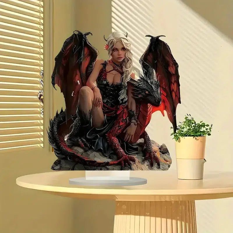 Dark Angel 2D Flat Acrylic Table Ornament Gothic Angel Desk Ornament Gothic Home Decor-MoonChildWorld