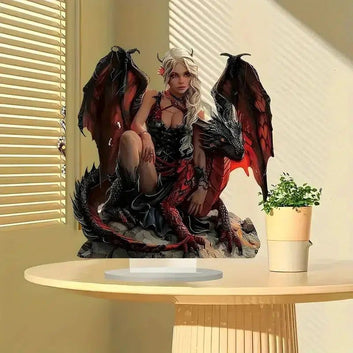 Dark Angel 2D Flat Acrylic Table Ornament Gothic Angel Desk Ornament Gothic Home Decor