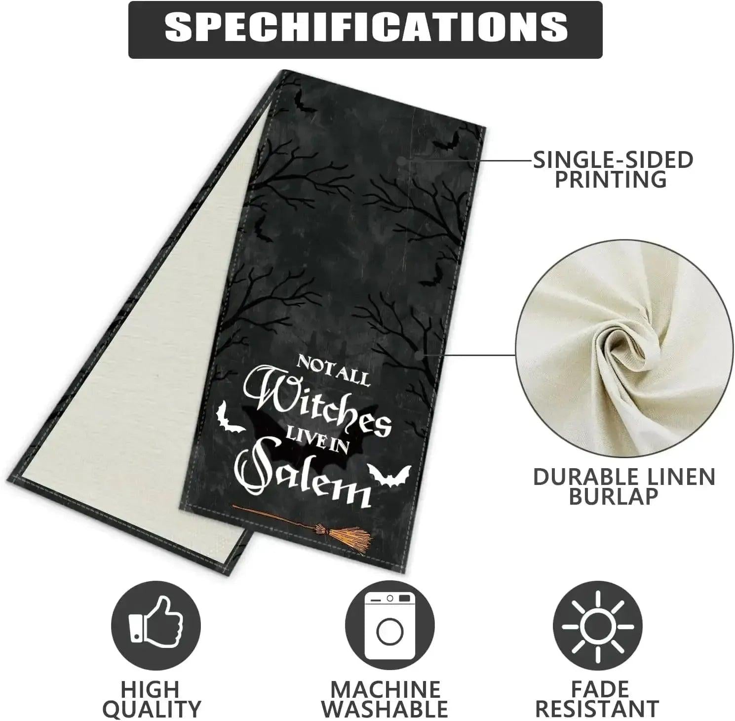 Not All Witches Live in Salem Halloween Table Runner - Gothic & Witchy Home Decor-MoonChildWorld