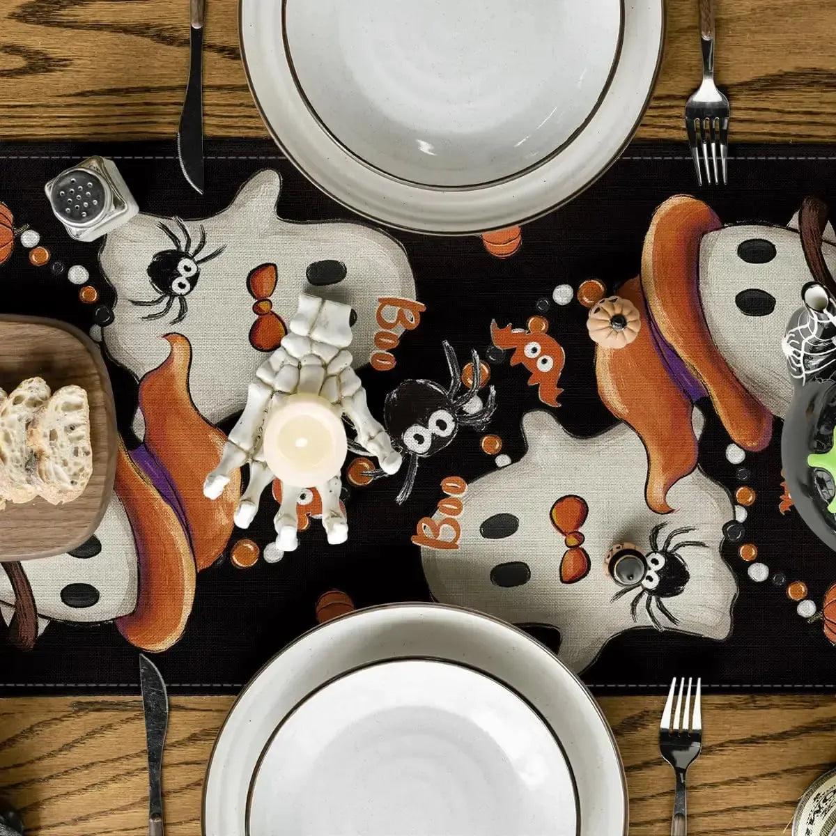 Halloween Table Runner - Spooky Ghost Witchy Table Runner for Witch Home Decor-MoonChildWorld