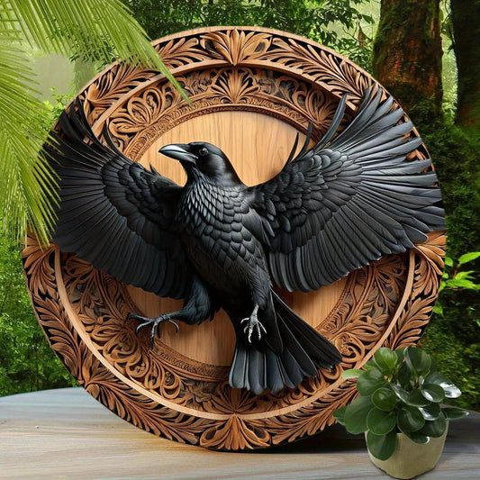 Witchy Black Crow Metal Sign Raven Gothic Home Decor