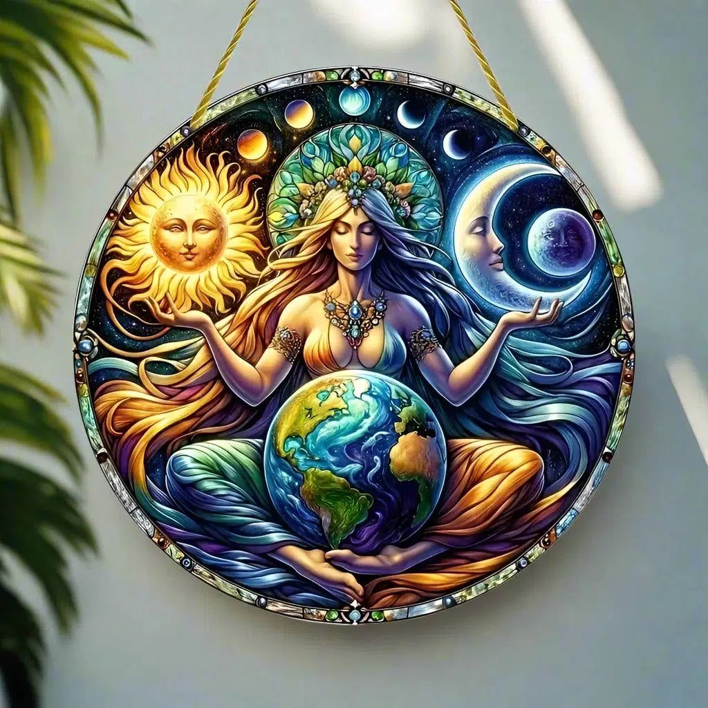 Gaia Goddess Earth Mother Wooden Sign Pagan Hanging Sign Wall Decor-MoonChildWorld