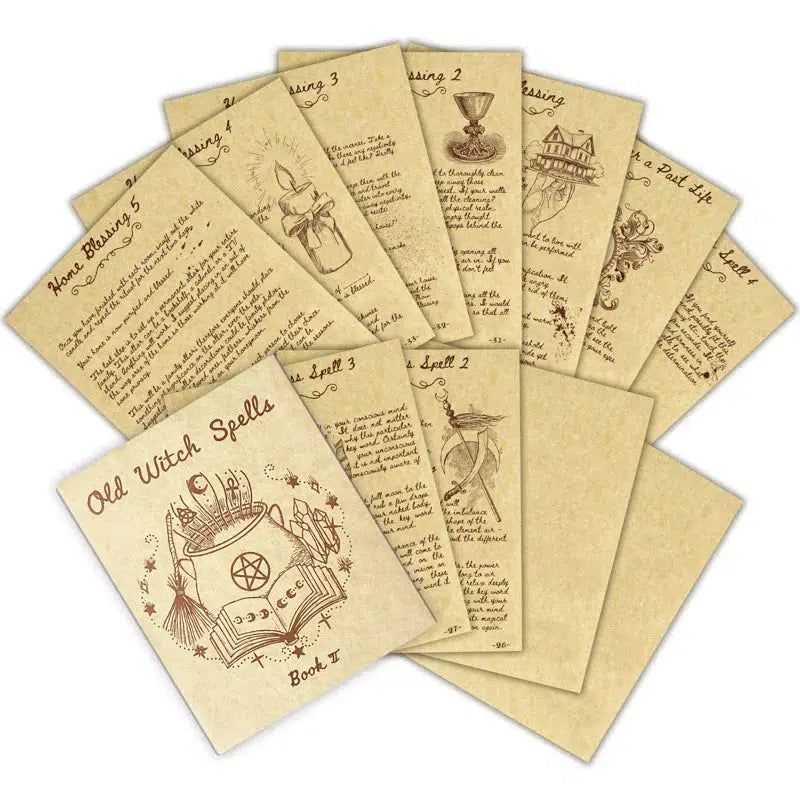 67 Pages Witch Spells 49 Printable Spells Writing Paper of Old Witchcraft Handwritten Wicca Spellbook-MoonChildWorld