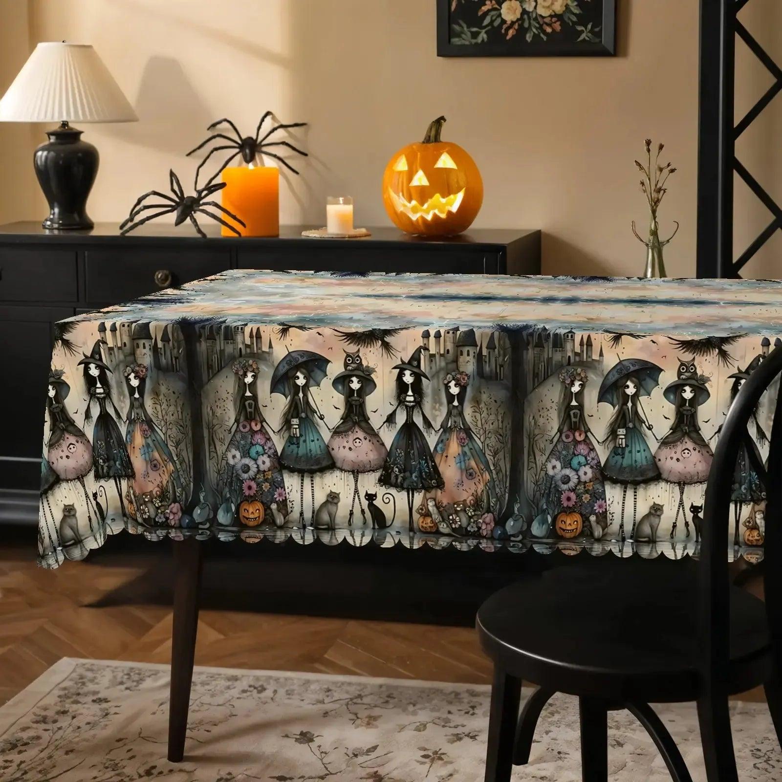 Dark Witch Tablecloth for Halloween Home Decor-MoonChildWorld