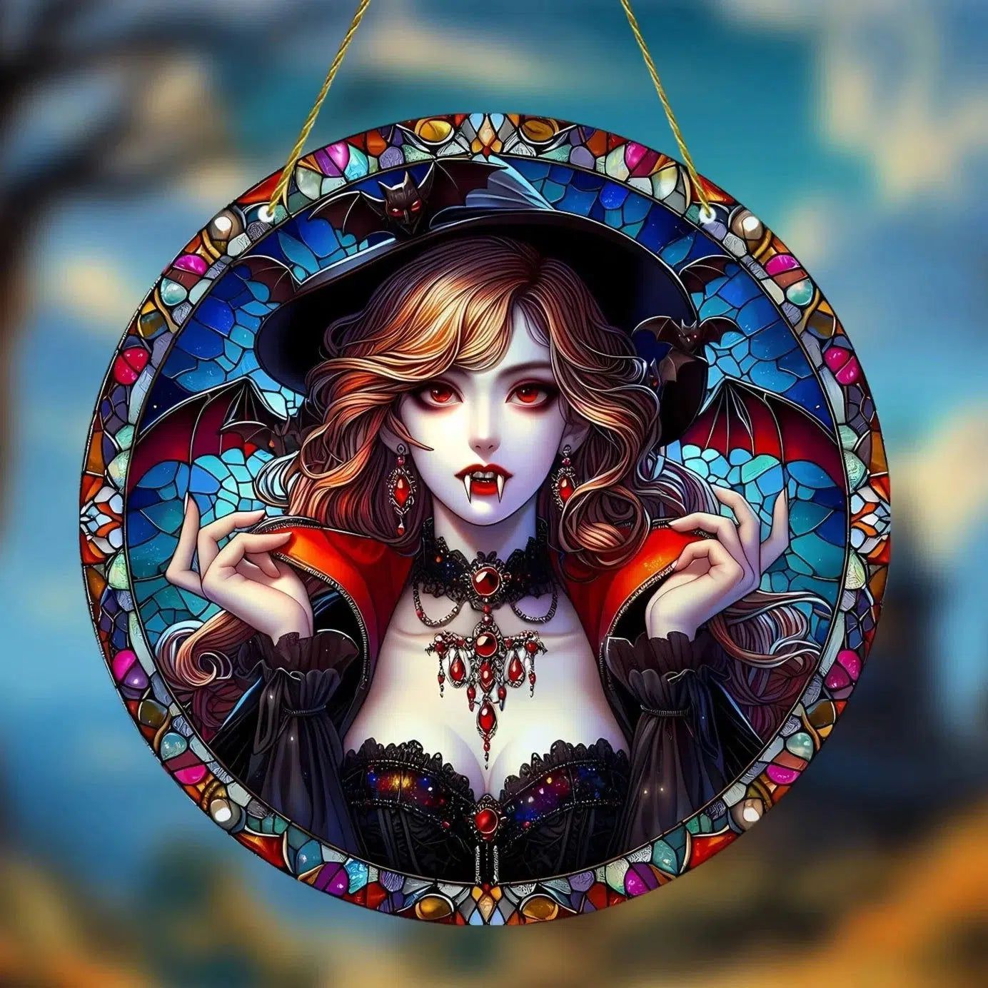 Halloween Vampire Suncatcher Gothic Acrylic Sign-MoonChildWorld