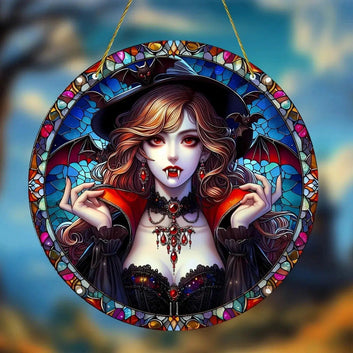 Halloween Vampire Suncatcher Gothic Acrylic Sign