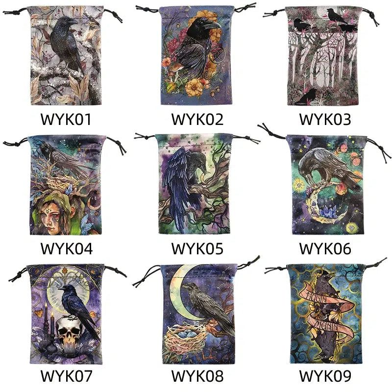 Crow Tarot Pouch Velvet Tarot Storage Bag Witch Tarot Bag-MoonChildWorld