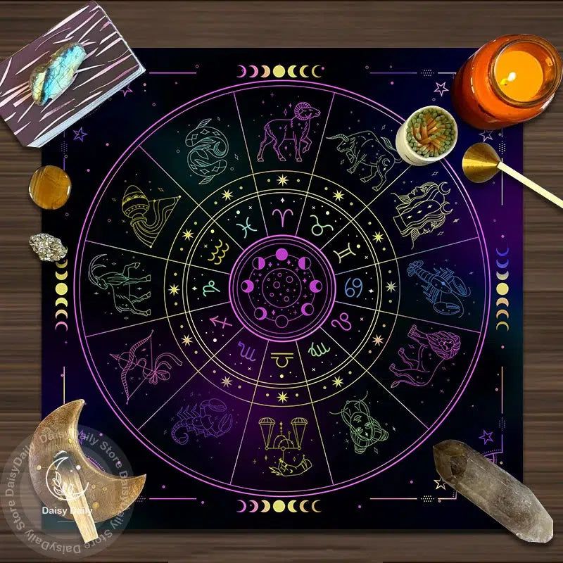 Tarots Tablecloth 12 Constellations Divination Altar Cloth-MoonChildWorld