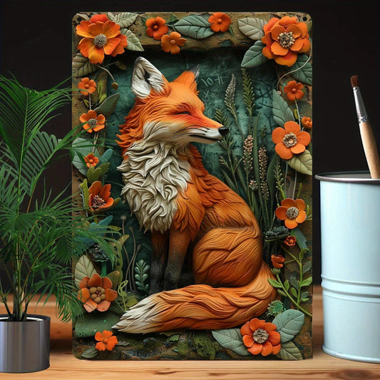 Fox Wall Art Spirit Fox Metal Sign for Wildlife Decor