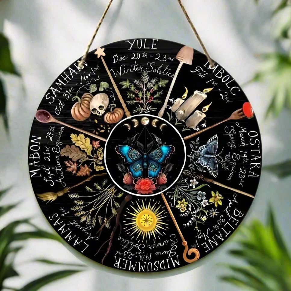 Magical Wheel of Year Pagan Festival Sign Pagan Calendar Wooden Sign-MoonChildWorld