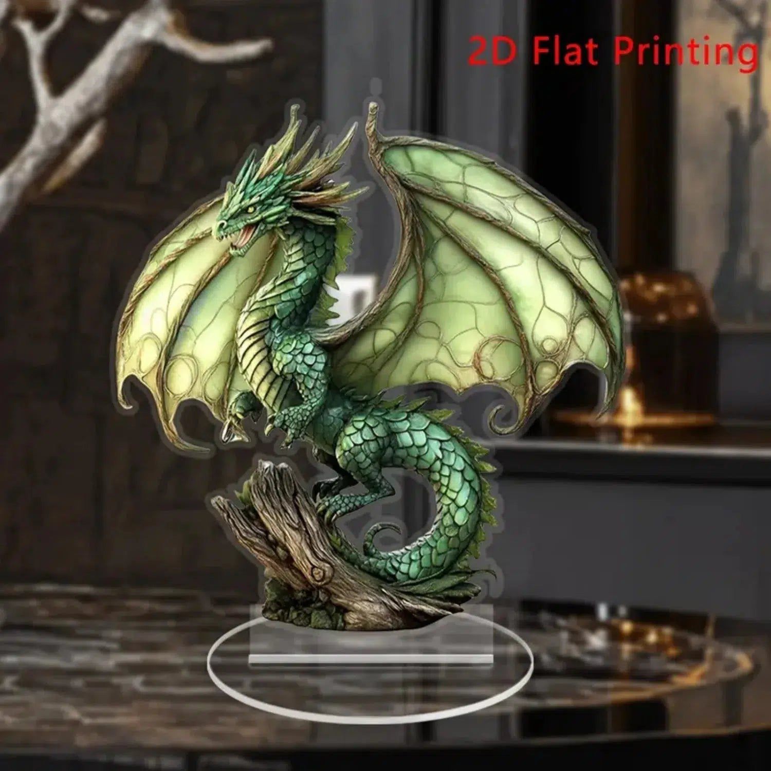 Giant Dragon 2D Flat Acrylic Figurine Dragon Table Ornament Dragon Desk Decor-MoonChildWorld